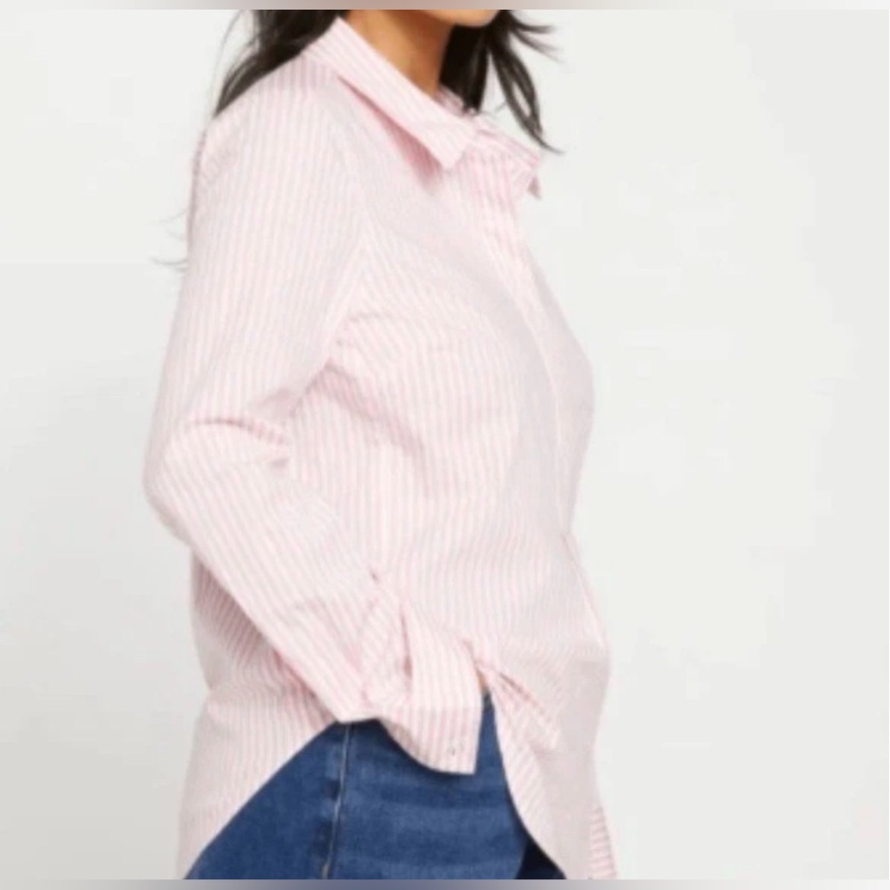 Crown & Ivy Pink Striped Button Down Shirt size large - Picture 7 of 8
